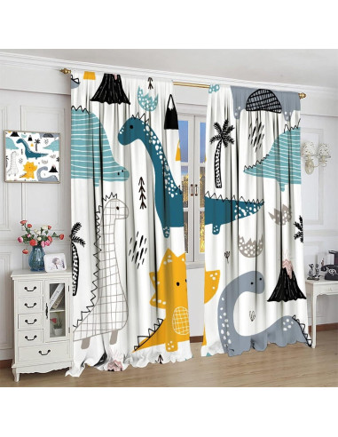 Cortina Opaca Kurtect Dinosaurios 213x213 cm 2 Paneles