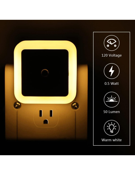 Luz Nocturna Enchufable KINUR LED Blanca Cálida 6 Piezas Luz Nocturna Enchufable KINUR LED Blanca Cálida 6 Piezas