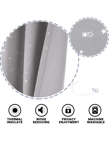 Cortinas Blackout PrinceDeco 2 Paneles Estrellas Grises Cortinas Blackout PrinceDeco 2 Paneles Estrellas Grises