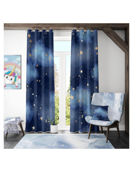 Cortinas Opacas Llylumty Estrelladas 53.5x160cm Juego 2 Cortinas Opacas Llylumty Estrelladas 53.5x160cm Juego 2