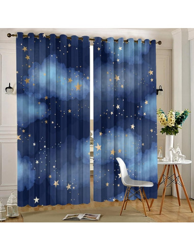 Cortinas Opacas Llylumty Estrelladas 53.5x160cm Juego 2