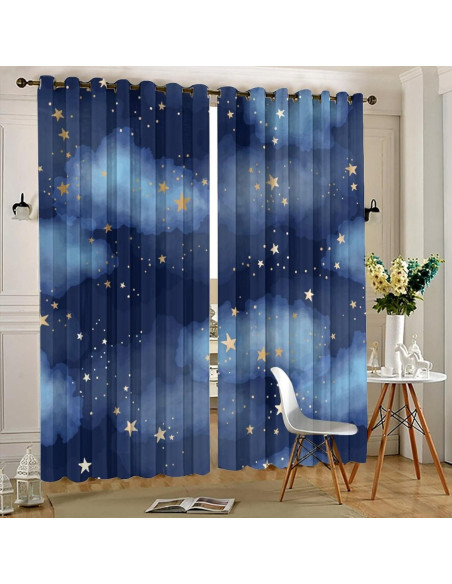 Cortinas Opacas Llylumty Estrelladas 53.5x160cm Juego 2 Cortinas Opacas Llylumty Estrelladas 53.5x160cm Juego 2
