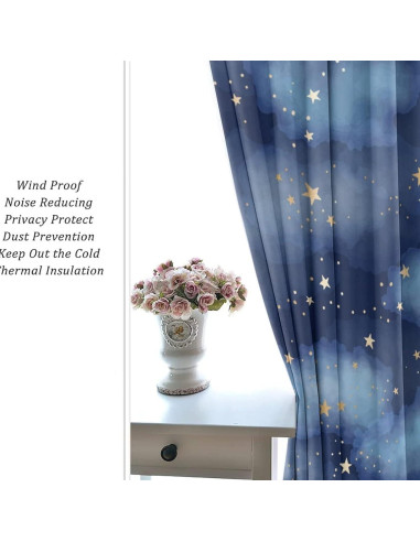 Cortinas Opacas Llylumty Estrelladas 53.5x160cm Juego 2