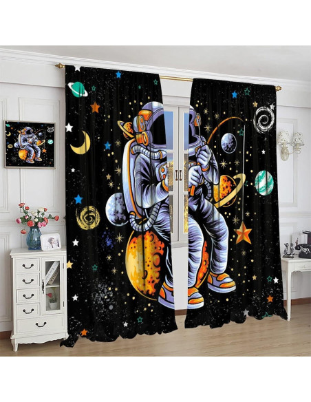 Cortinas Decorativas Astronauta Llylumty 53.5x114cm 2 Paneles Cortinas Decorativas Astronauta Llylumty 53.5x114cm 2 Paneles