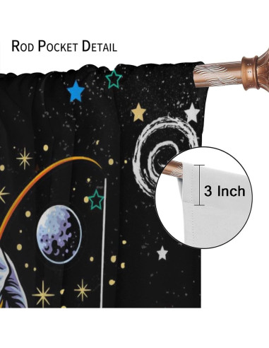 Cortinas Decorativas Astronauta Llylumty 53.5x114cm 2 Paneles