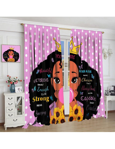 Cortinas Opacas SXXLDNG para Niñas 2 Paneles 66x213 cm