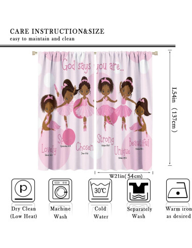 Cortinas para Niñas SXXLDNG 2 Paneles 53x53 cm Rosa