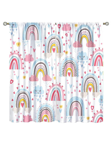 Cortinas Blackout Boho Arcoíris 2 Paneles 54x53 cm Estrellas