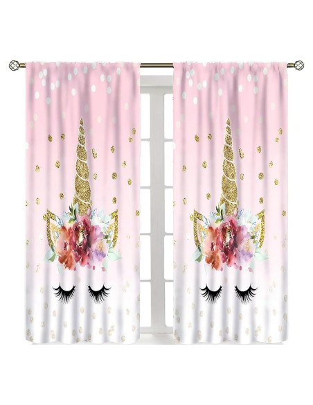 Cortinas de Unicornio SXXLDNG 2 Paneles Rosa 53x160 cm Cortinas de Unicornio SXXLDNG 2 Paneles Rosa 53x160 cm