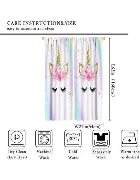 Cortinas de Unicornio SXXLDNG 2 Paneles 100% Poliester Cortinas de Unicornio SXXLDNG 2 Paneles 100% Poliester
