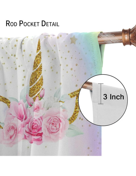 Cortinas de Unicornio SXXLDNG 2 Paneles 100% Poliester Cortinas de Unicornio SXXLDNG 2 Paneles 100% Poliester