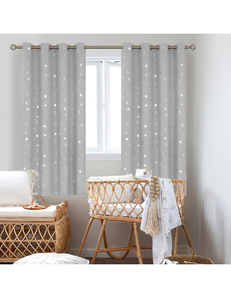 Cortinas Opacas BGment 2 Paneles Estrella y Luna 52x63cm Cortinas Opacas BGment 2 Paneles Estrella y Luna 52x63cm