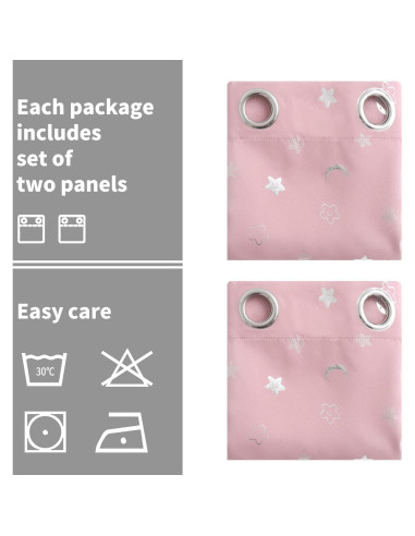 Cortinas Blackout BGment Rosa Claro 42x114 cm 2 Paneles