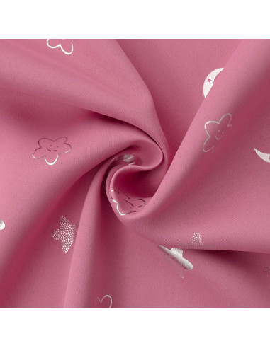 Cortinas Opacas BGment Rosa 52x84 cm Estrellas y Luna
