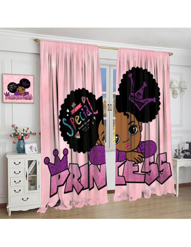 Cortinas de Niña SXXLDNG Rosa y Negra 2 Paneles 53x135 cm