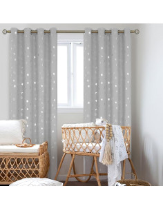 Cortinas Opacas BGment 2 Paneles Estrellas y Luna 132x213 cm 2