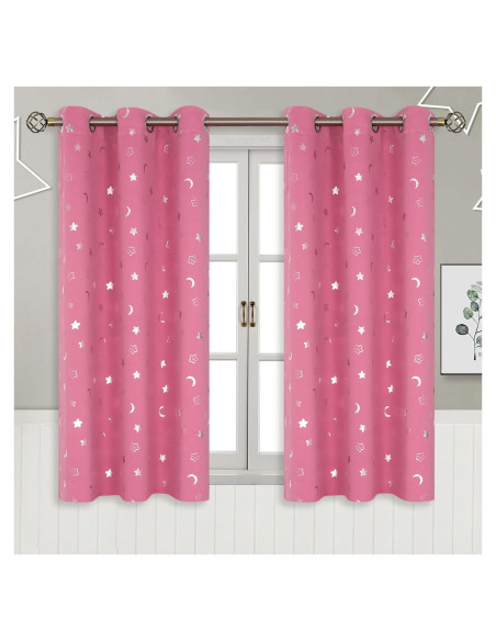 Cortinas Opacas BGment Rosa 42x54 Estrellas y Luna Cortinas Opacas BGment Rosa 42x54 Estrellas y Luna