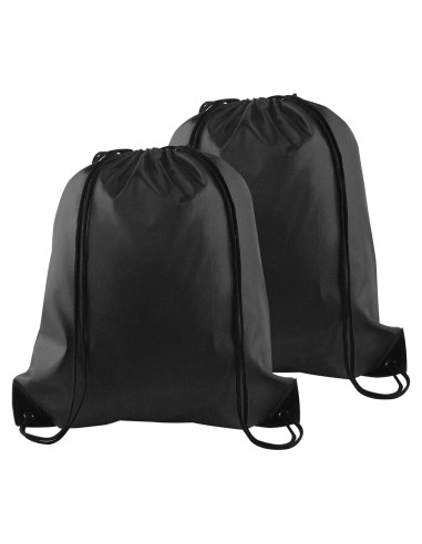 KUUQA 2 Mochilas de Cuerda Negras para Gimnasio y Viajes