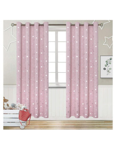 Cortinas Opacas BGment Rosado Claro 52x84 cm Estrellas