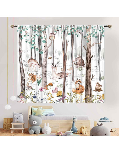 Cortinas TKUYO Woodland 2 Paneles Animales 52x84 cm