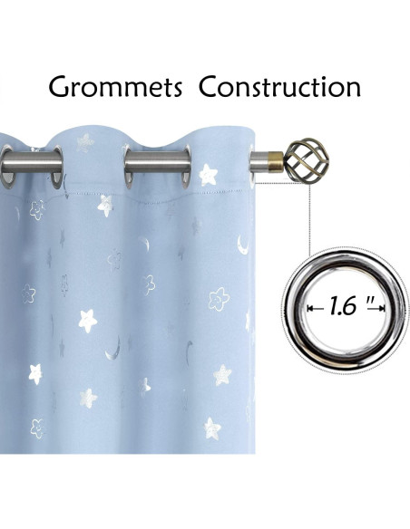 Cortinas Opacas BGment 52x84 Estrellas y Luna Azul Spa Cortinas Opacas BGment 52x84 Estrellas y Luna Azul Spa