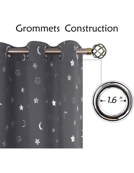 Cortinas Opacas BGment 2 Paneles Estrellas y Luna 106x213 cm Cortinas Opacas BGment 2 Paneles Estrellas y Luna 106x213 cm