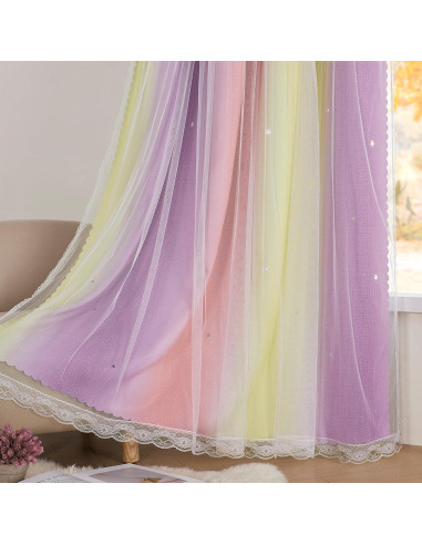 Cortina Opaca Rosa XiDi 52x72 cm con Estrellas