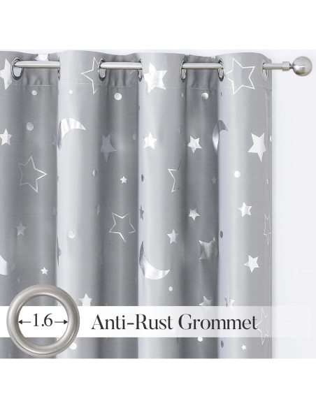 Cortinas Opacas Grises WUBODTI 132.1x114.3 cm 2 Paneles Estrellas Cortinas Opacas Grises WUBODTI 132.1x114.3 cm 2 Paneles Estrellas
