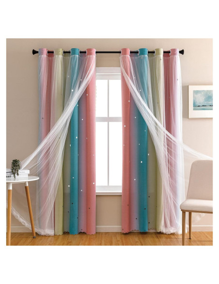 Cortina Opaca XiDi Arcoíris para Niños Rosa Azul 52x72 cm Cortina Opaca XiDi Arcoíris para Niños Rosa Azul 52x72 cm