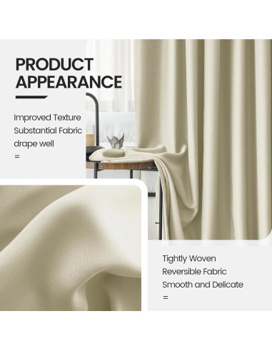 Cortinas Beige Blackout Grichril 132x183 cm 2 Paneles Aislantes