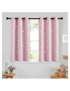Cortina Oscurecedora NICETOWN Rosa Bebé 86x114 cm Estrellas
