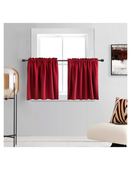 Cortinas Opacas DONREN Rojo 42x24 cm para Ventanas Cortinas Opacas DONREN Rojo 42x24 cm para Ventanas
