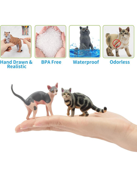 12 Figuras de Gato EYSCOTA Juguetes Realistas 3-8 cm 12 Figuras de Gato EYSCOTA Juguetes Realistas 3-8 cm