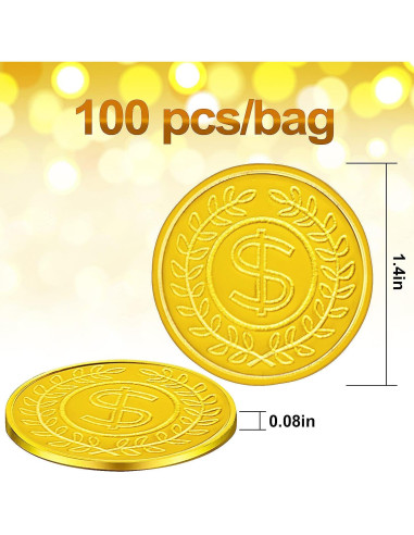 Juego de 100 Monedas de Plástico Doradas - SpinLaLa