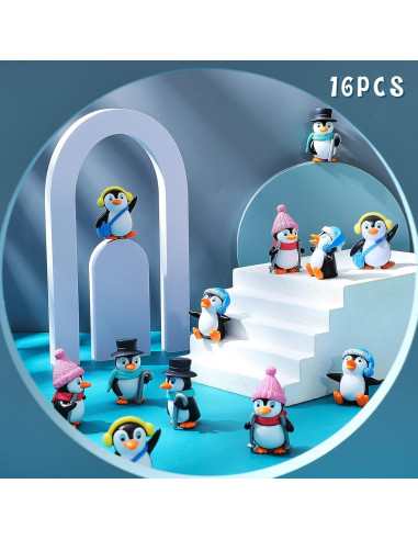Set de 12 Juguetes de Pingüinos Lindos Zhanmai para Pastel