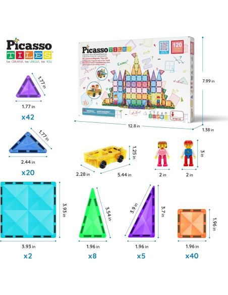PicassoTiles Bloques Magnéticos 120 Piezas Mini Viaje PicassoTiles Bloques Magnéticos 120 Piezas Mini Viaje