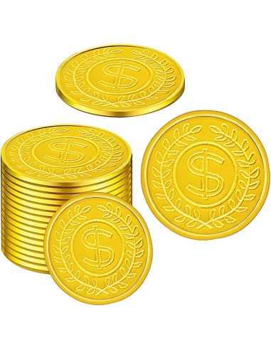 Juego de 100 Monedas de Plástico Doradas - SpinLaLa