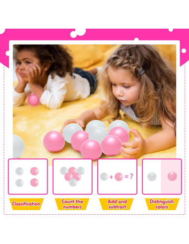 Pelotas de piscina Vanland 100 unidades 5.5 cm blancas y rosas