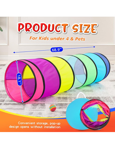 Túnel de Juego Colorido Plegable para Niños y Mascotas