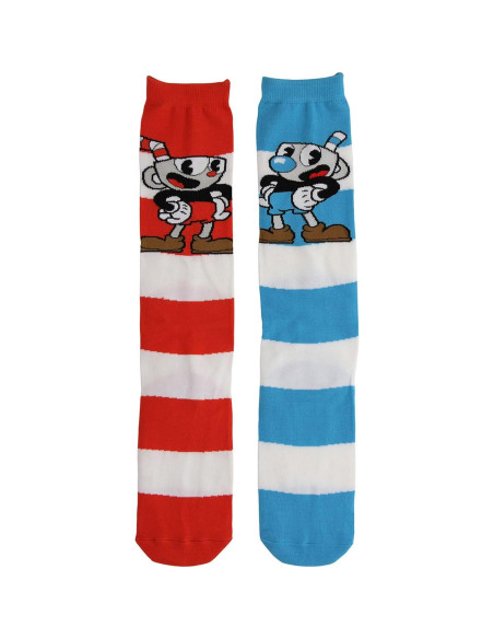 Calcetines altos de rodilla Cuphead y Mugman - Licencia oficial Calcetines altos de rodilla Cuphead y Mugman - Licencia oficial
