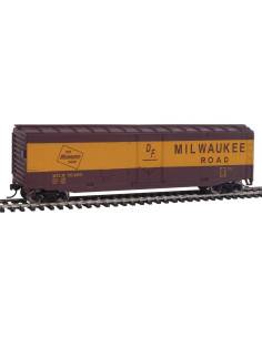 Carro de Carga Walthers Milwaukee Road HO Rojo Amarillo 2
