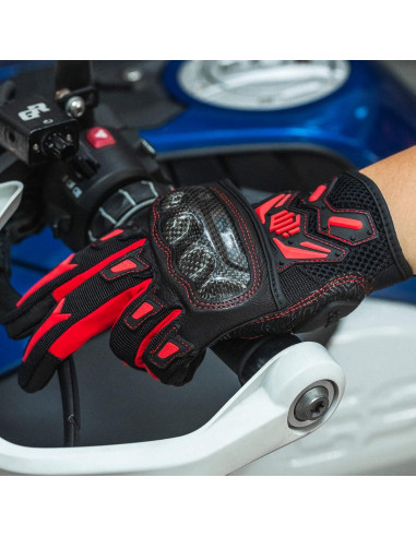 Guantes de Motociclismo ILM GST301 Rojo Táctiles y Ajustables