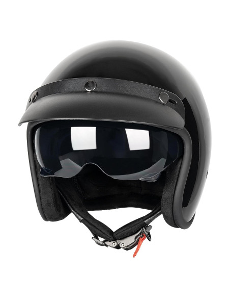 Casco Retro Abierto 3/4 Yesmotor 818 Negro Claro DOT Casco Retro Abierto 3/4 Yesmotor 818 Negro Claro DOT