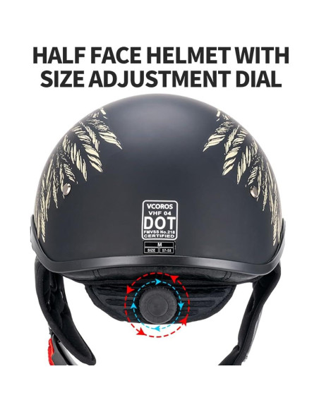 Casco de Media Cara VCOROS VHF04 Mate Indio XL DOT Casco de Media Cara VCOROS VHF04 Mate Indio XL DOT