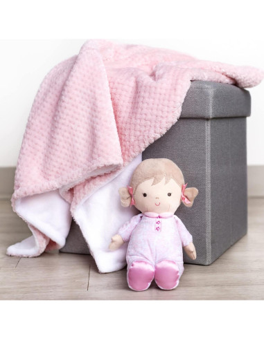 Muñeca de Peluche Brigitte 27.94 cm con Sonajero Rosa