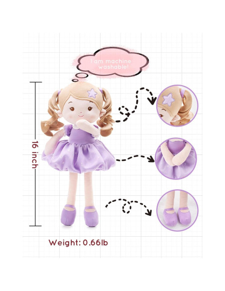 Muñeca de trapo personalizada LeyaDoll 40 cm suave Muñeca de trapo personalizada LeyaDoll 40 cm suave