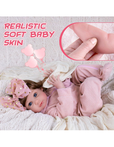 Muñeca Reborn Aori Bebé Niña 50,8 cm con Kit de Alimentación