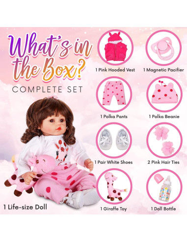 Muñeca Reborn DOLLHOOD 45.72 cm Realista con Accesorios