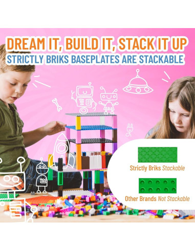 Placas Base Apilables Strictly Briks 4 Piezas 15,24 cm