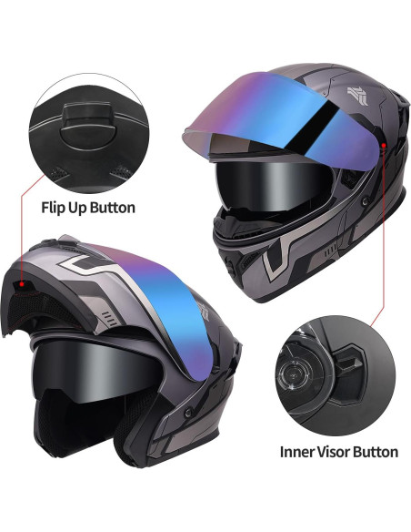 Casco Modular JQF Gear FF808 Doble Visor Abatible XL Casco Modular JQF Gear FF808 Doble Visor Abatible XL